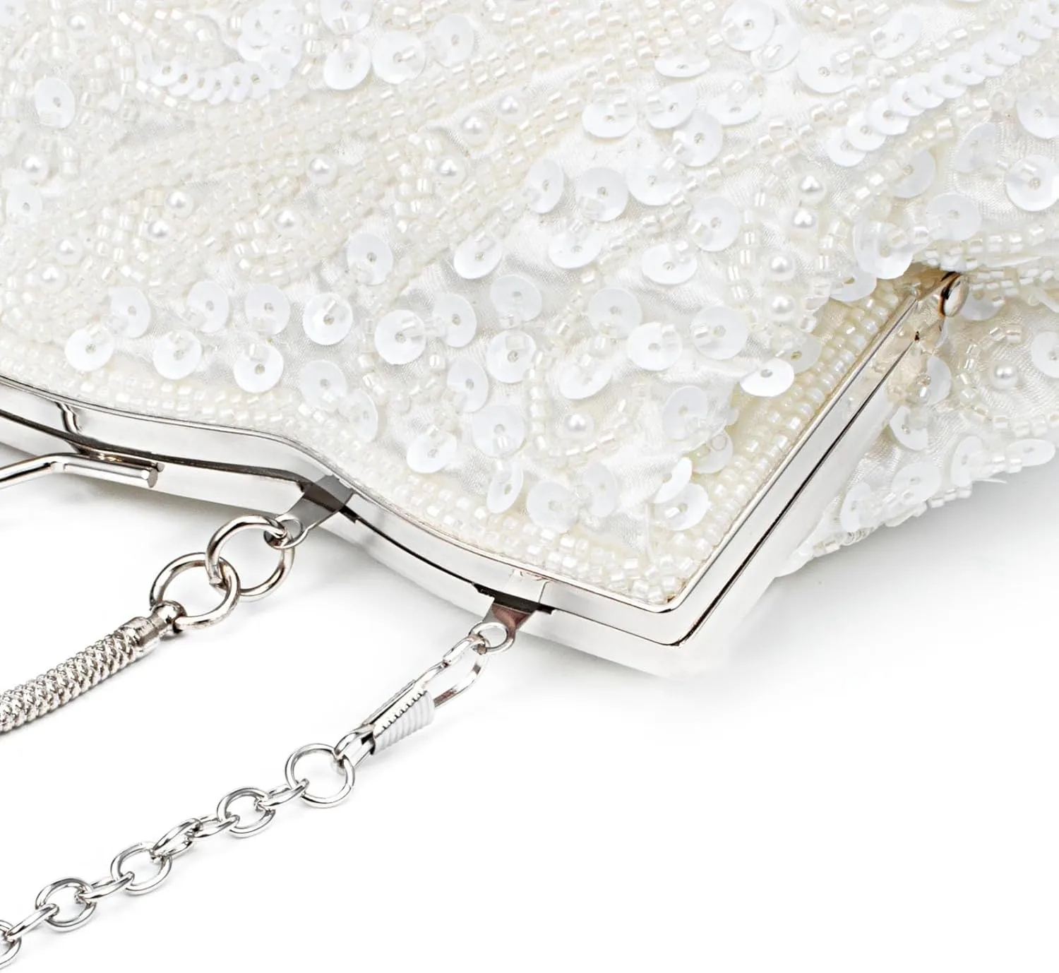 Simcat Beaded Sequin Flower Evening Purse Large Clutch Bag