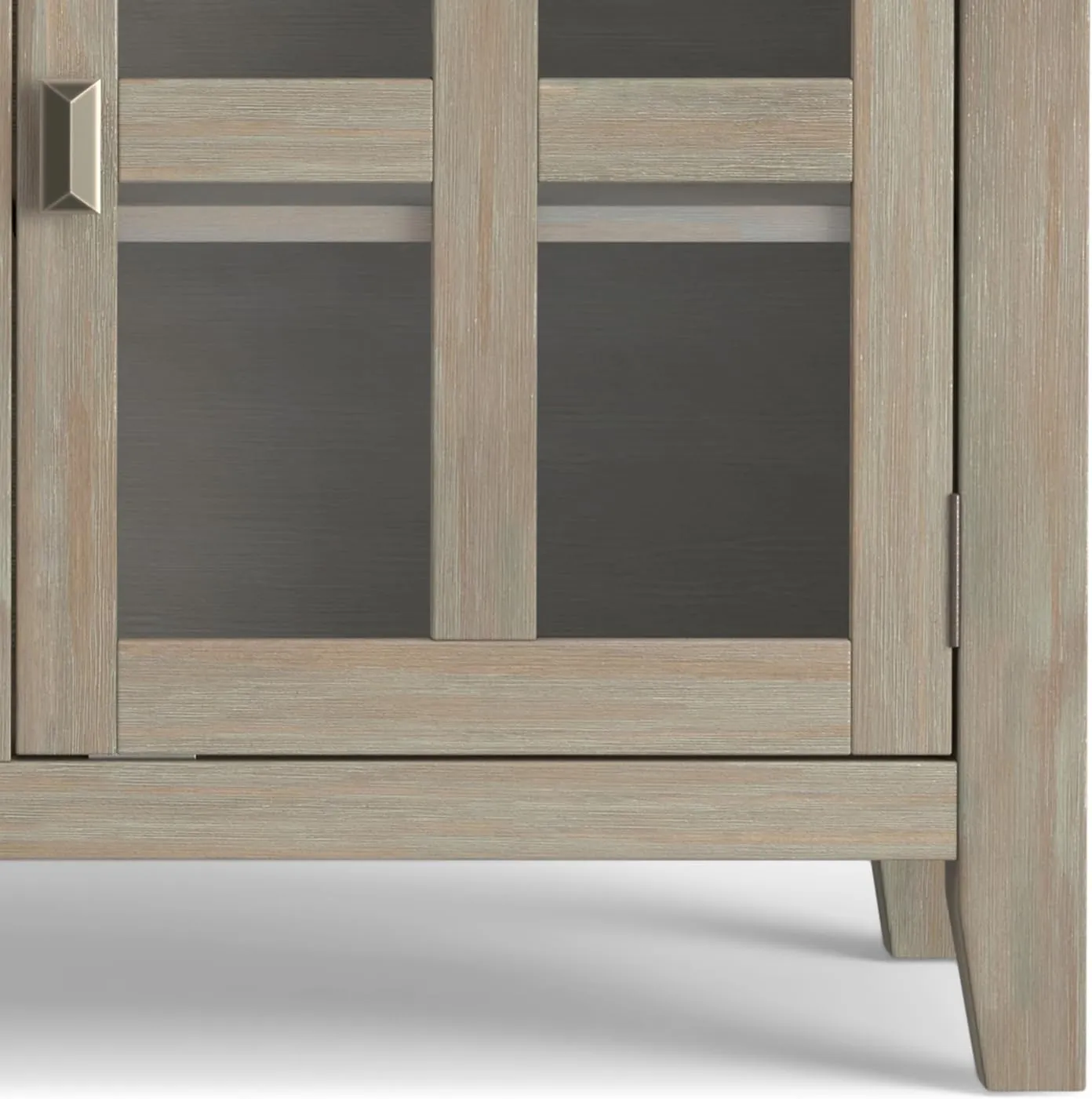 SIMPLIHOME Artisan Buffet - 54 inch Wide Solid Wood 3-Door Sideboard Buffet in Distressed Grey, Transitional Storage Cabinet for Dining Room or Kitchen with Adjustable Shelves and Bronze Hardware