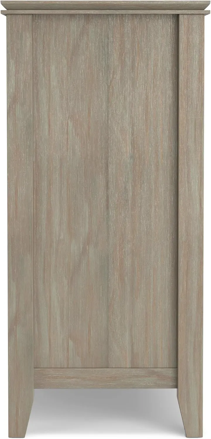 SIMPLIHOME Artisan Buffet - 54 inch Wide Solid Wood 3-Door Sideboard Buffet in Distressed Grey, Transitional Storage Cabinet for Dining Room or Kitchen with Adjustable Shelves and Bronze Hardware