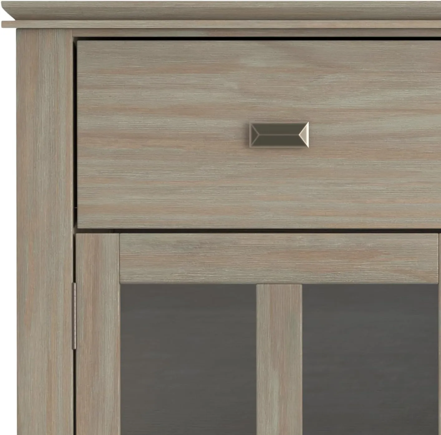 SIMPLIHOME Artisan Buffet - 54 inch Wide Solid Wood 3-Door Sideboard Buffet in Distressed Grey, Transitional Storage Cabinet for Dining Room or Kitchen with Adjustable Shelves and Bronze Hardware