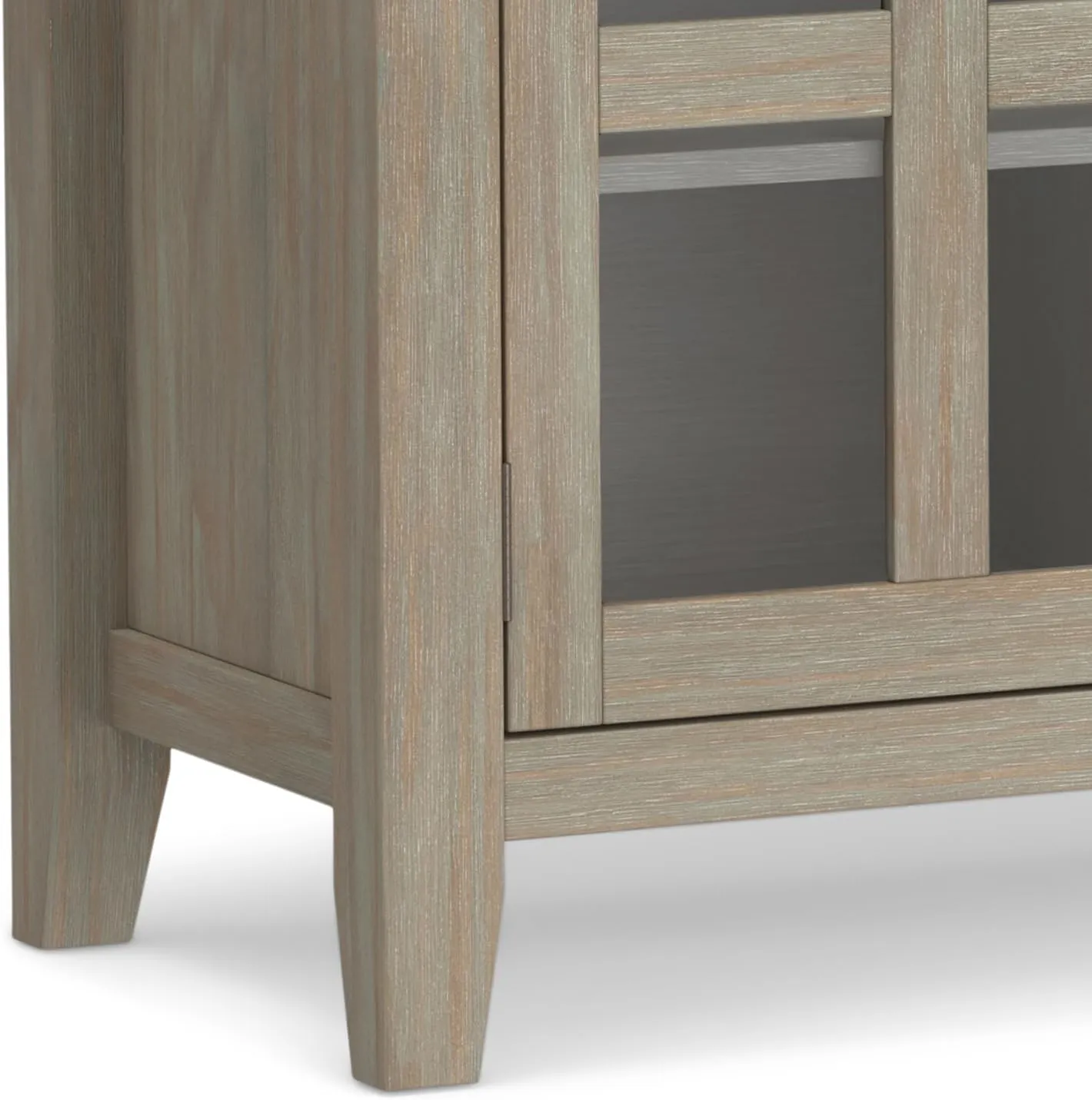 SIMPLIHOME Artisan Buffet - 54 inch Wide Solid Wood 3-Door Sideboard Buffet in Distressed Grey, Transitional Storage Cabinet for Dining Room or Kitchen with Adjustable Shelves and Bronze Hardware