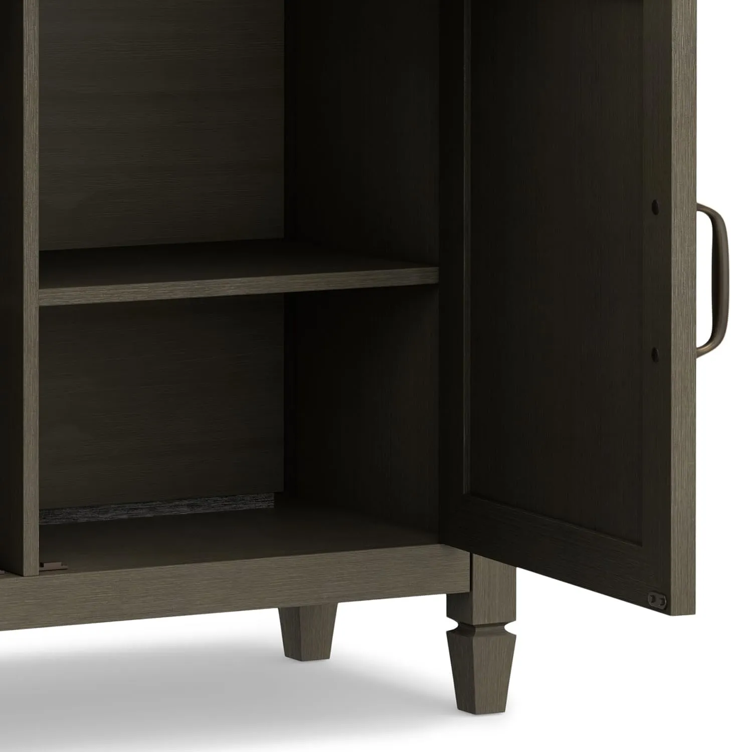 SIMPLIHOME Connaught 40-inch Wide Solid Wood Storage Cabinet in Farmhouse Grey for Entryway, Living Room or Bedroom, Organizer for Hats, Gloves, Shoes, Keys, Slim Design, Traditional Style