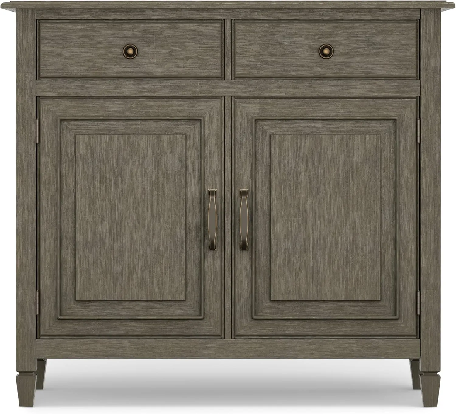 SIMPLIHOME Connaught 40-inch Wide Solid Wood Storage Cabinet in Farmhouse Grey for Entryway, Living Room or Bedroom, Organizer for Hats, Gloves, Shoes, Keys, Slim Design, Traditional Style