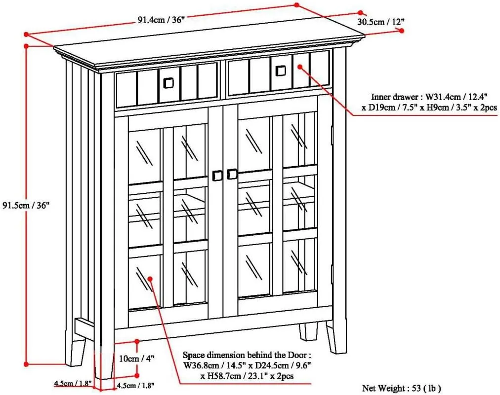 SIMPLIHOME Connaught 40-inch Wide Solid Wood Storage Cabinet in Farmhouse Grey for Entryway, Living Room or Bedroom, Organizer for Hats, Gloves, Shoes, Keys, Slim Design, Traditional Style