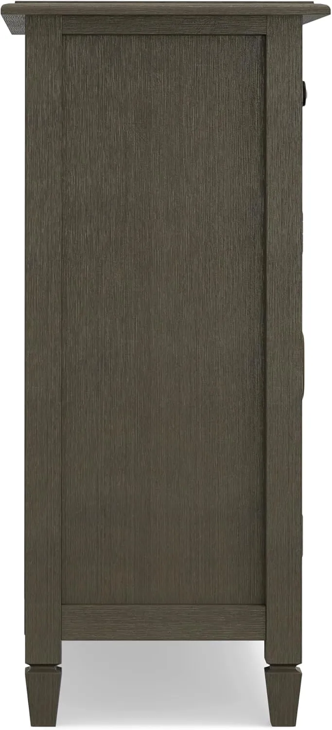 SIMPLIHOME Connaught 40-inch Wide Solid Wood Storage Cabinet in Farmhouse Grey for Entryway, Living Room or Bedroom, Organizer for Hats, Gloves, Shoes, Keys, Slim Design, Traditional Style