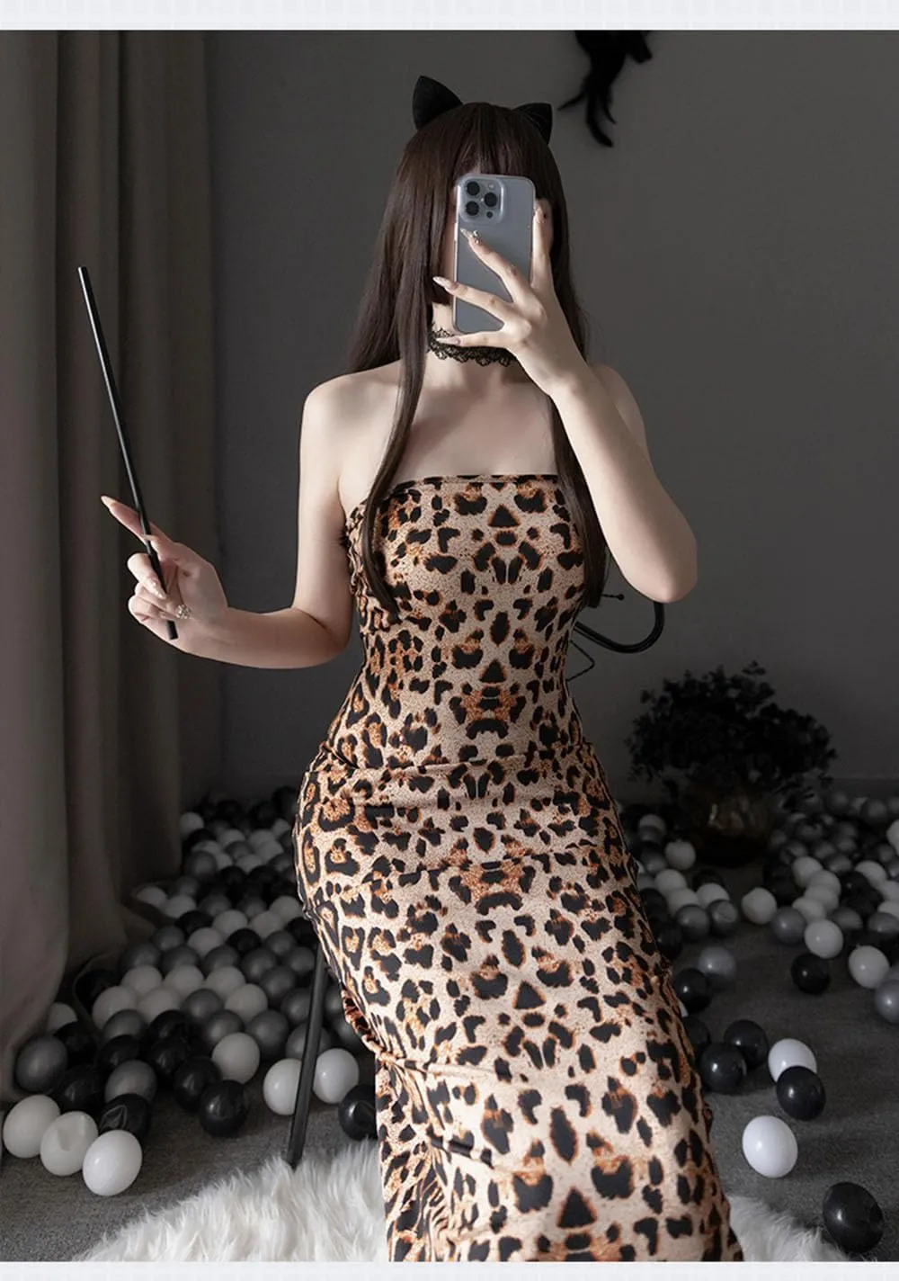 SINROYEE Women's Sexy Club Bodycon Sleeveless Sleepwear Anime Cosplay LingerieTemptation Nightdress Midi Dress