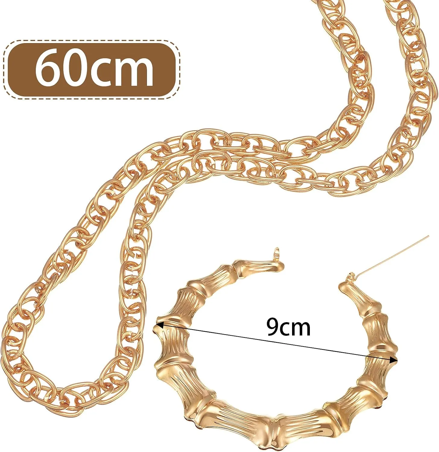 Sintege 80s 90s Outfits Accessories for Men Women Hip Hop Costume Kit,Rapper Outfits Hip Hop Jewelry Set for Women Men