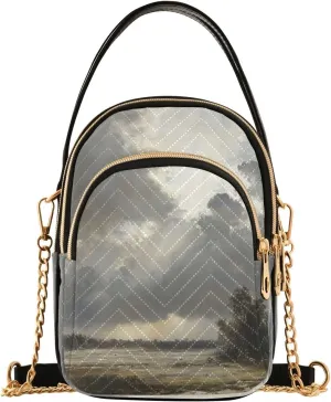 Sky Wetland Landscape Gray Multi Pockets Crossbody Bags for Women Zip Cell Phone Purse Wallet Bag with Detachable Shoulder Strap Handbag Purse for Shopping Traveling Working Women Girls Trendy Gift