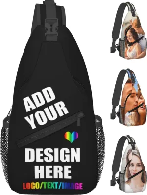 Sling Bag For Women Men Personalized Crossbody Bags Customized Chest Bags Optional Color Design with Name Logo Text or Image Here