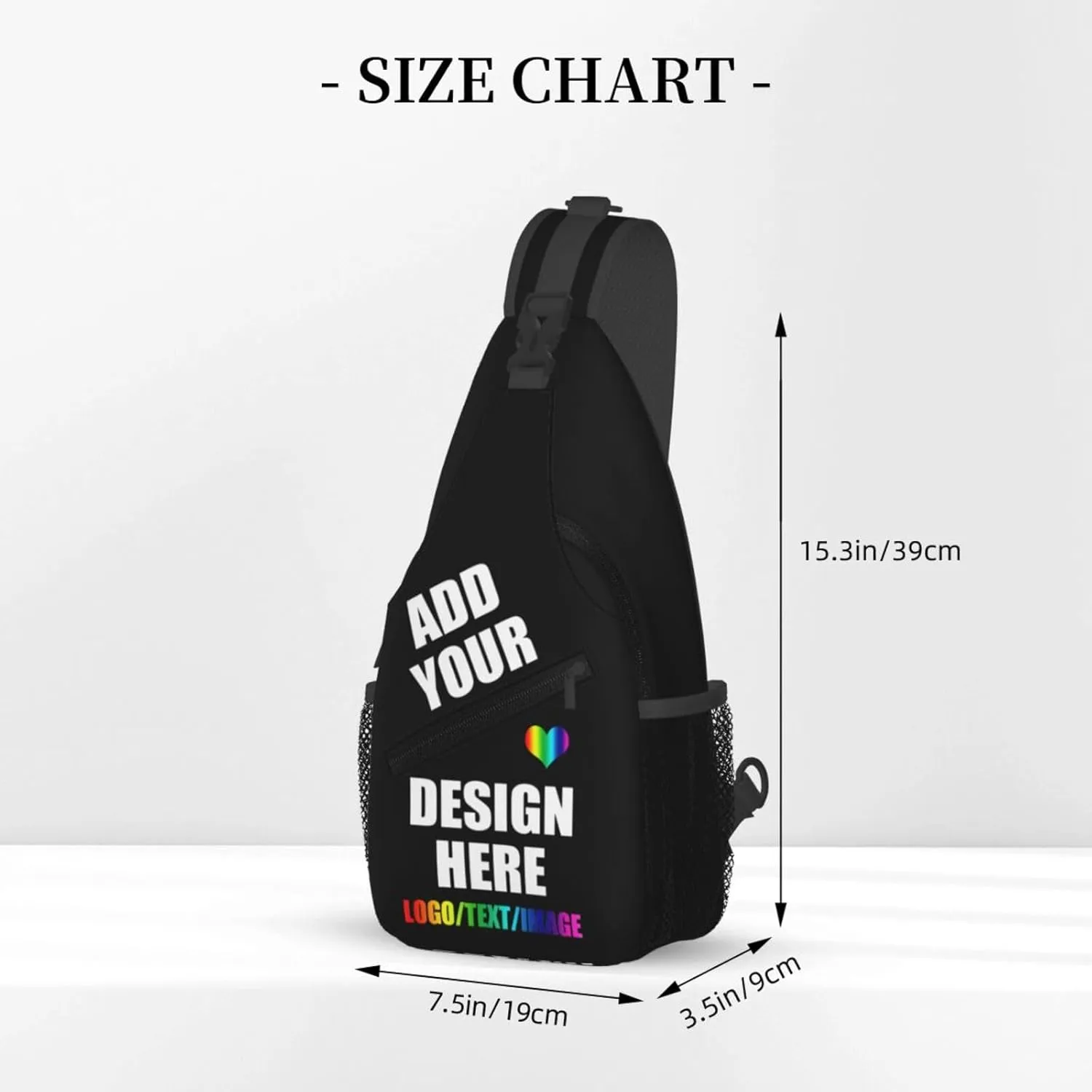 Sling Bag For Women Men Personalized Crossbody Bags Customized Chest Bags Optional Color Design with Name Logo Text or Image Here