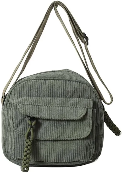 Small Corduroy Crossbody Bag Multi Pockets Hobo Satchel Handbag Mini Casual Corduroy Shoulder Mobile Phone Purse