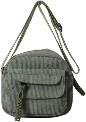 Small Corduroy Crossbody Bag Multi Pockets Hobo Satchel Handbag Mini Casual Corduroy Shoulder Mobile Phone Purse
