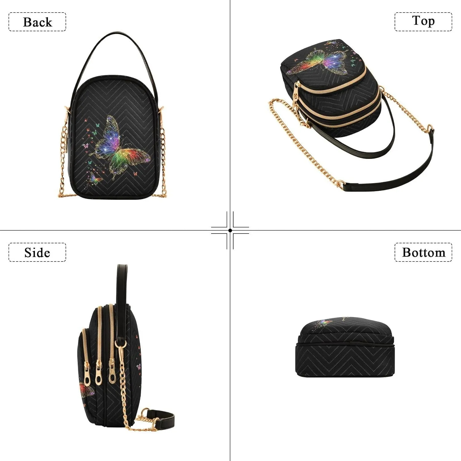 Small Cross body Bags for Women Quilted Crossbody Cell Phone Shoulder Purse Handbags Wallet Detachable Chain Bag