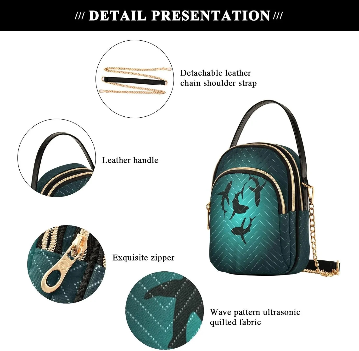 Small Cross body Bags for Women Quilted Crossbody Cell Phone Shoulder Purse Handbags Wallet Detachable Chain Bag