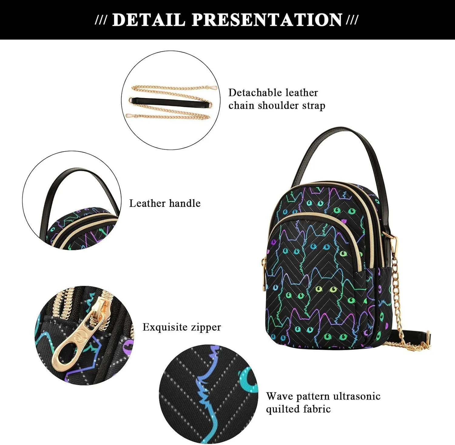 Small Cross body Bags for Women Quilted Crossbody Cell Phone Shoulder Purse Handbags Wallet Detachable Chain Bag