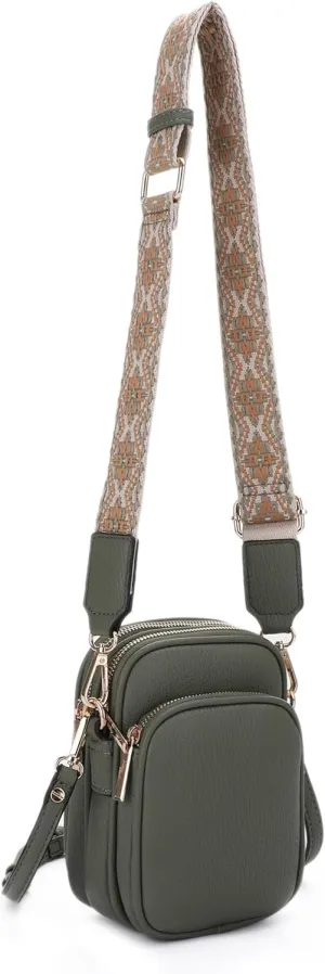 Small Crossbody Bag for Women, Triple Compartment Shoulder Bag with Double Strap