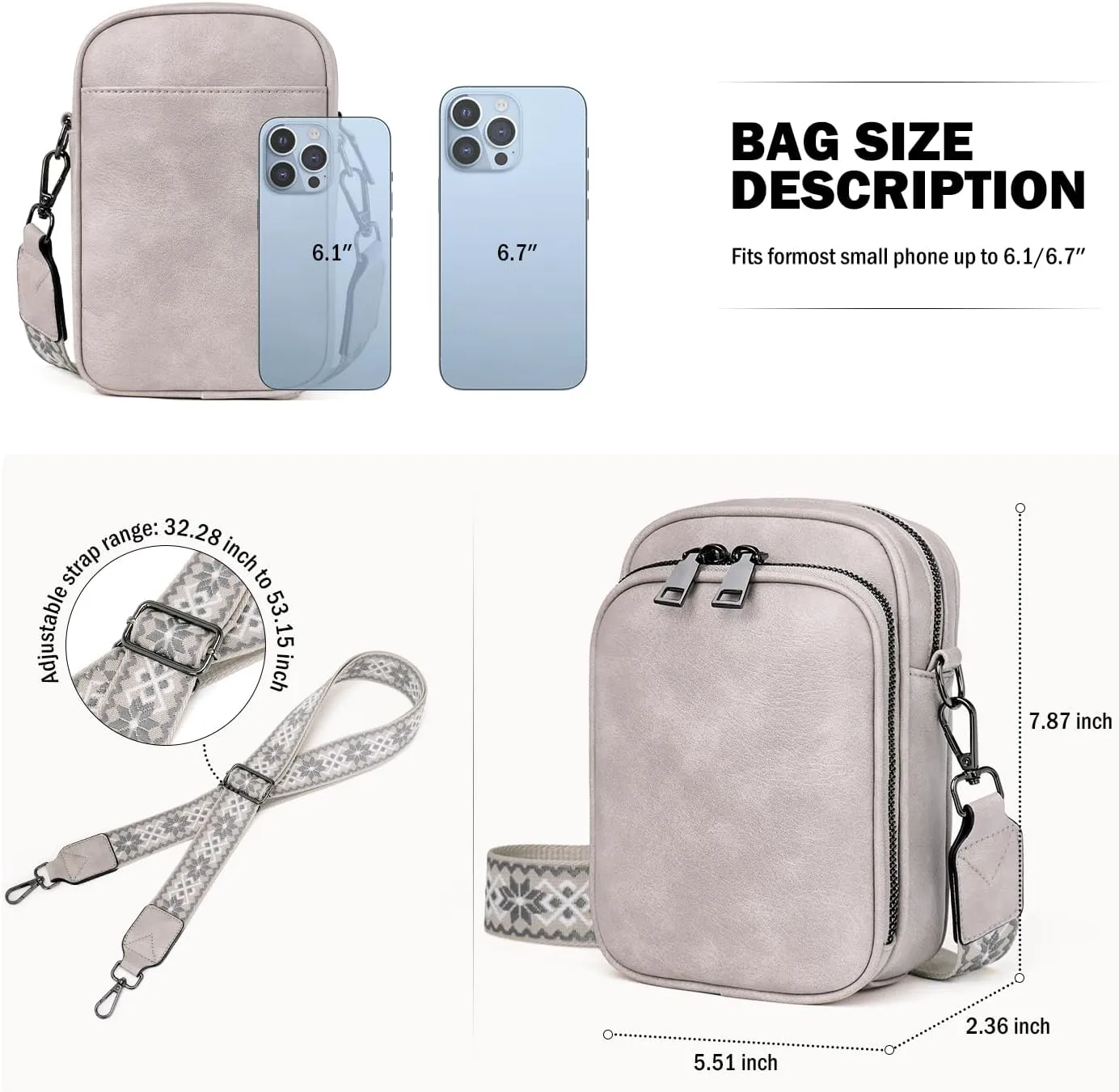 Small Crossbody Bags for Women Trendy,Vegan Leather Cell Phone Purse Crossbody Handbag Purse with Built in Wallet