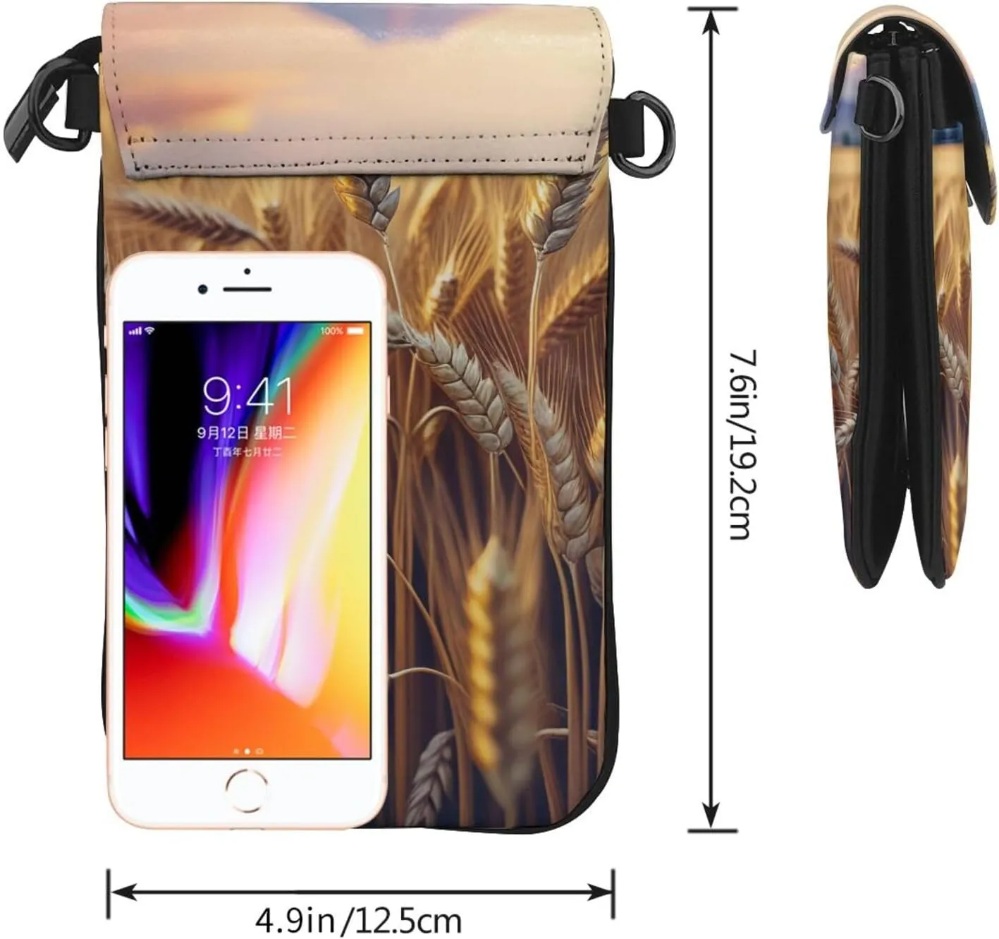 Small Crossbody Bags for Women,Leather Shoulder Bag for Cell Phone Purse with Strap and Beach Golf Course Printed