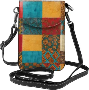 Small Crossbody Bags for Women,Leather Shoulder Bag for Cell Phone Purse with Strap and Dolphins in the sea Printed