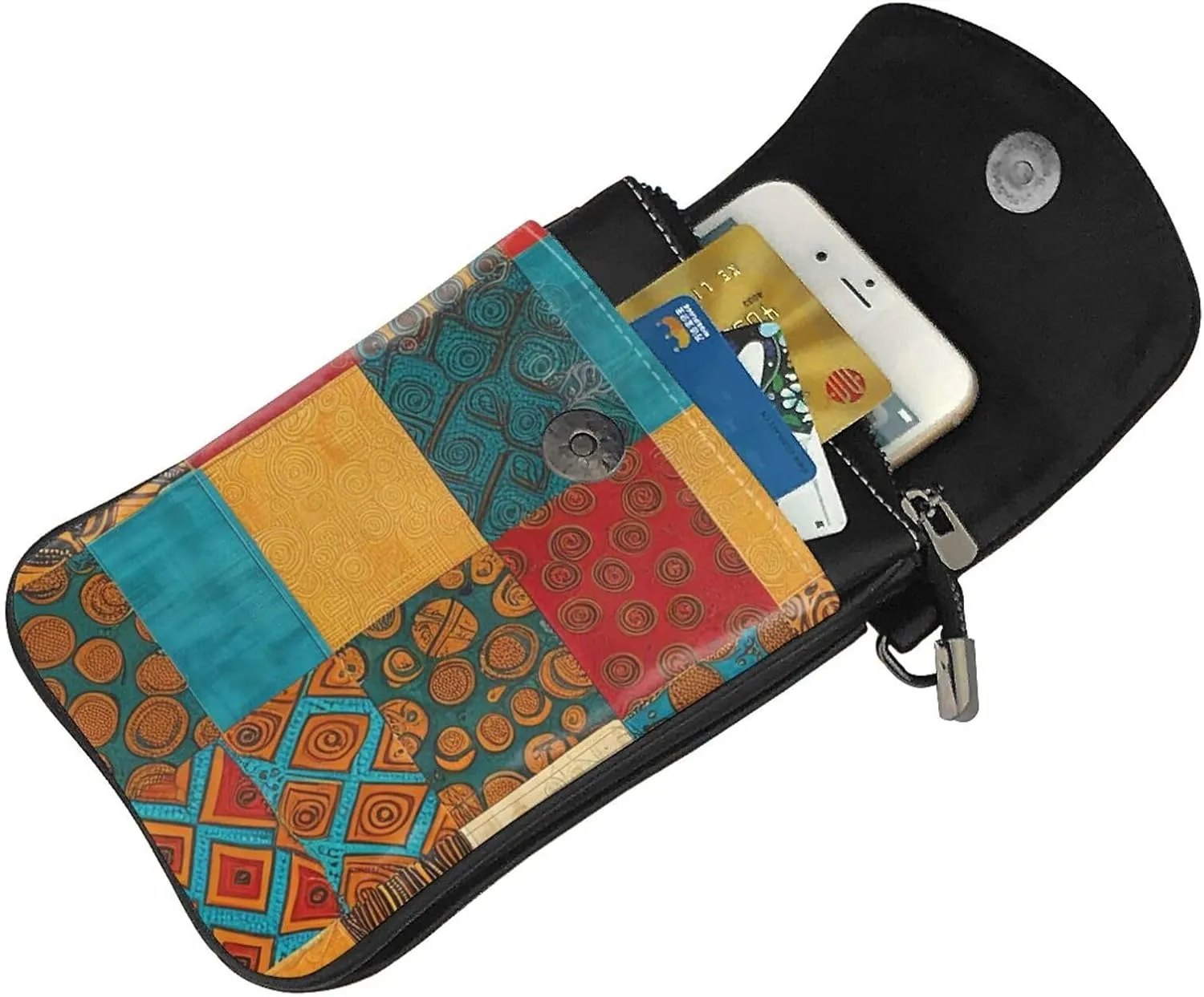 Small Crossbody Bags for Women,Leather Shoulder Bag for Cell Phone Purse with Strap and Dolphins in the sea Printed