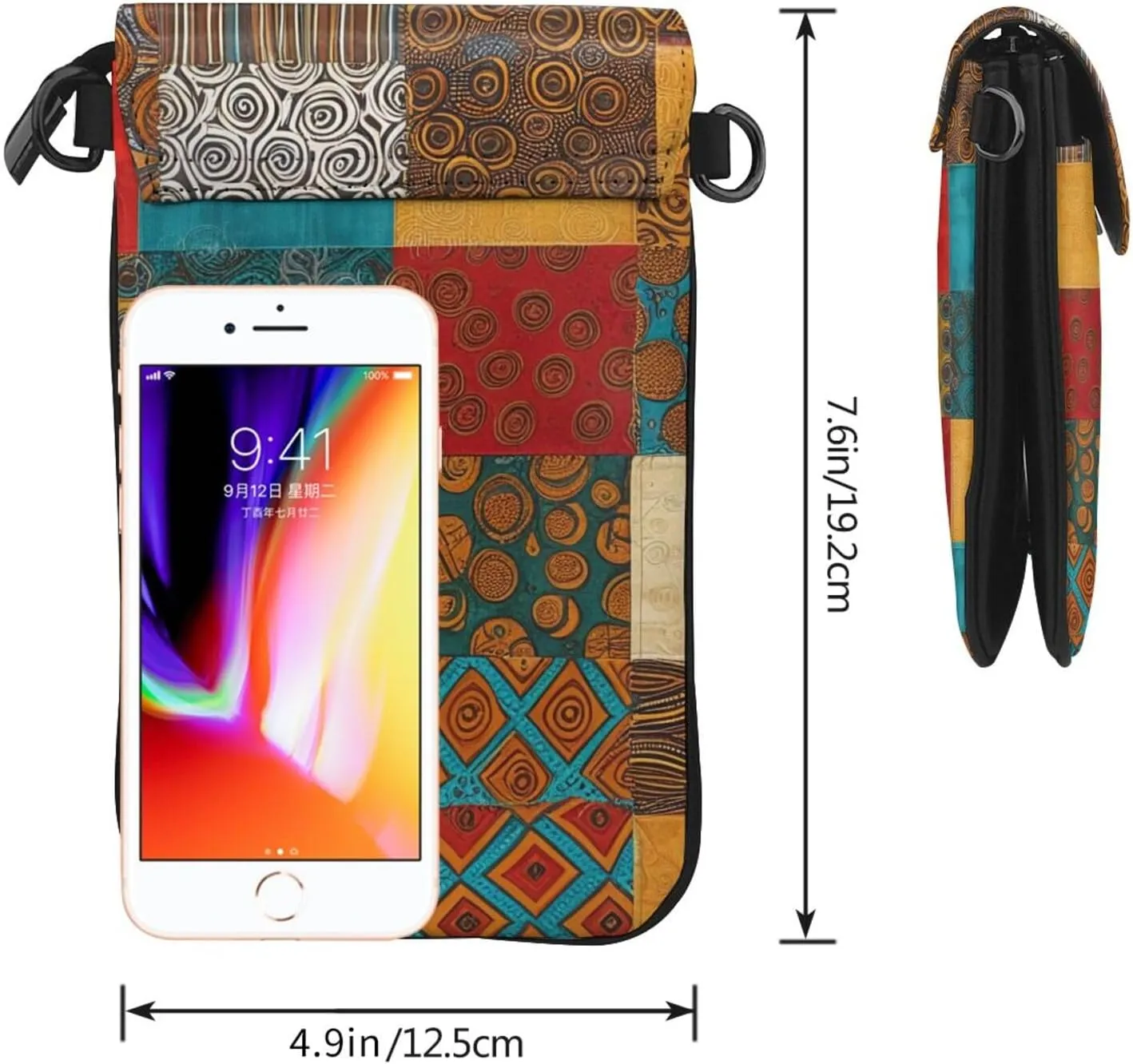 Small Crossbody Bags for Women,Leather Shoulder Bag for Cell Phone Purse with Strap and Dolphins in the sea Printed