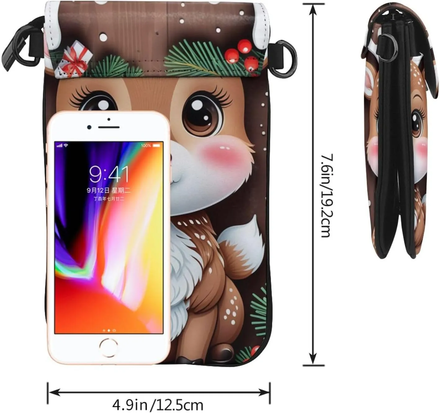 Small Crossbody Bags for Women,Leather Shoulder Bag for Cell Phone Purse with Strap and Strawberry Printed
