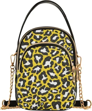 Small Crossbody Bags Leopard Skins on Yellow Shoulder Bag for Women Quilted Wave Cross Body Bag