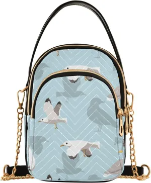 Small Crossbody Bags Seagull Flying Cartoon Birds Shoulder Bag for Women Quilted Wave Cross Body Bag