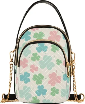 Small Crossbody Bags St Patricks Retro Colorful Clover Shoulder Bag for Women Quilted Wave Cross Body Bag