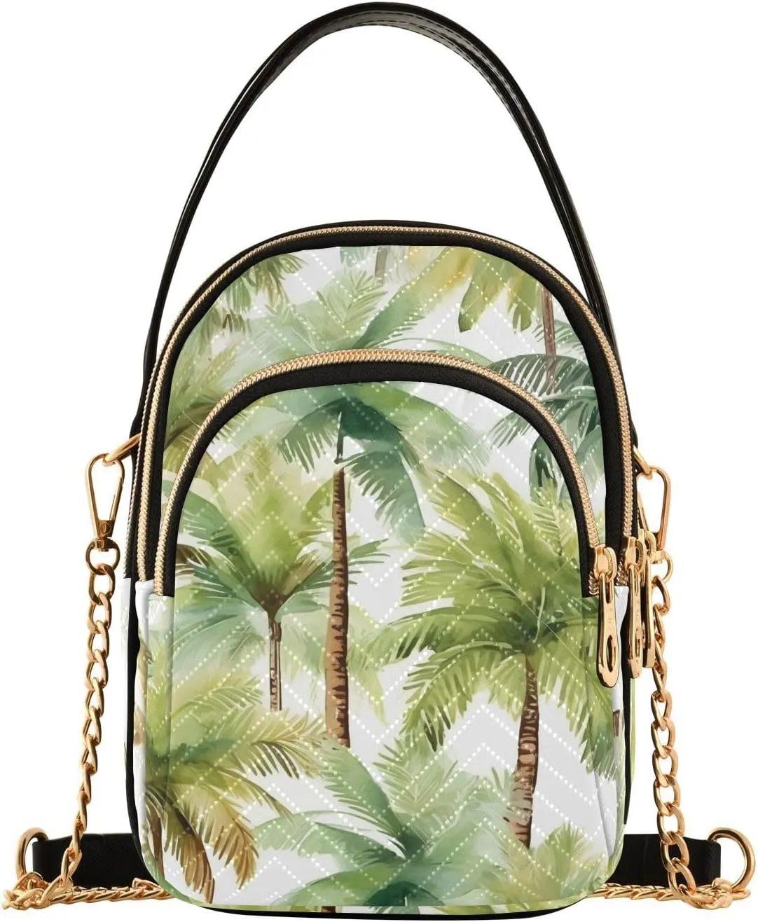 Small Crossbody Bags Summer Coconut Trees Shoulder Bag for Women Quilted Wave Cross Body Bag