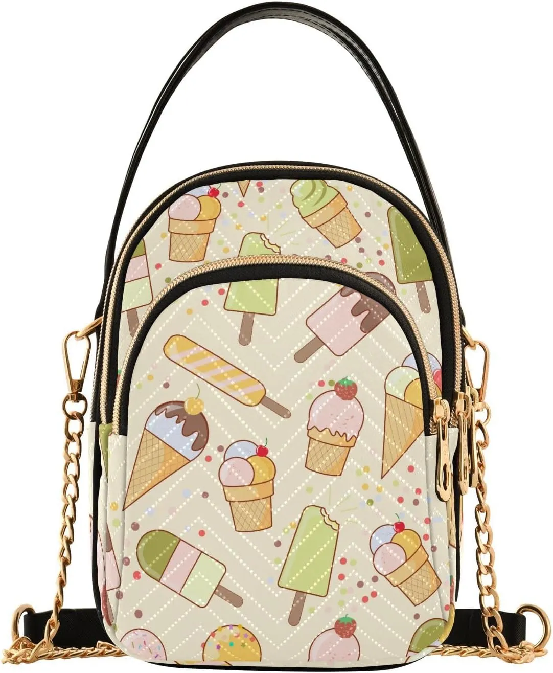 Small Crossbody Bags Summer Ice Cream Shoulder Bag for Women Quilted Wave Cross Body Bag