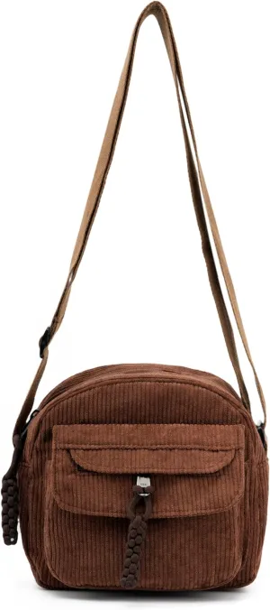 Small Cute Corduroy Crossbody Bag Mini Shoulder Bag Handbags Purse with Zipper Pocket