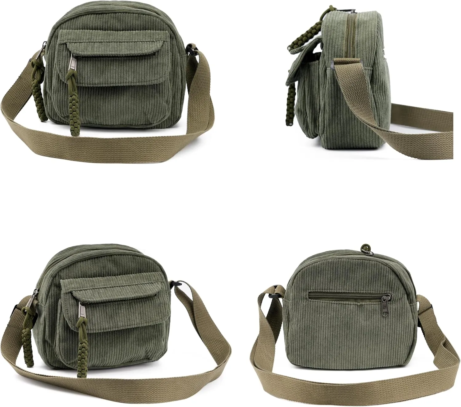 Small Cute Corduroy Crossbody Bag Mini Shoulder Bag Handbags Purse with Zipper Pocket