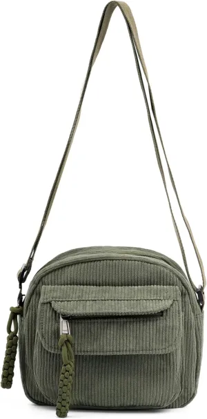 Small Cute Corduroy Crossbody Bag Mini Shoulder Bag Handbags Purse with Zipper Pocket