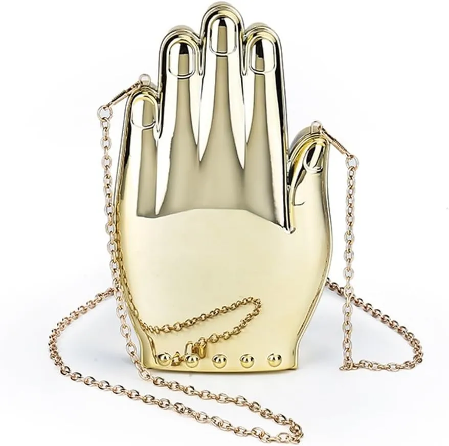 Small Evening Bag for Women Fashion Handbag Novelty Hand Shape Clutch Bag Unique Acrylic Satchel Purse