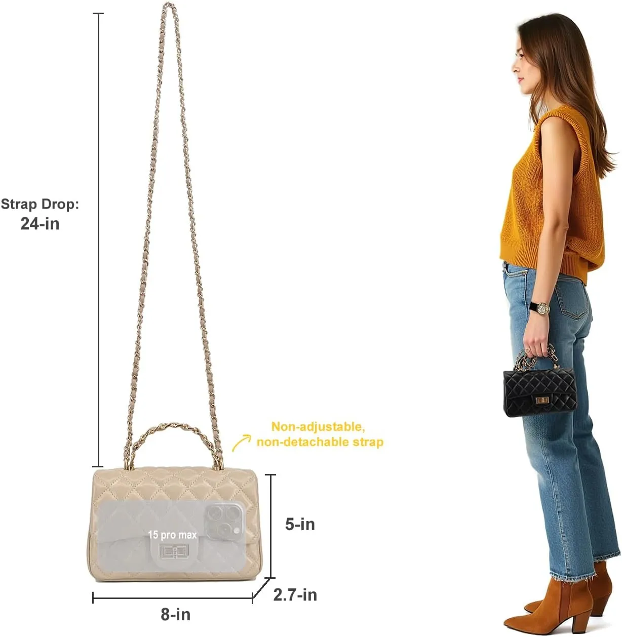 Small Quilted Crossbody Bags for Women, Soft Leather Shoulder Bag with Gold Chain Strap, Metal Top Handle Flap Evening Purse