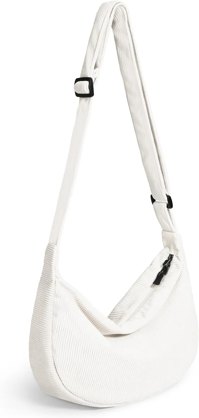 Small Sling Crossbody Bag for Women Men Trendy, Mini Crescent Bag with Adjustable Strap, 2 Zippers Lightweight Nylon Bag