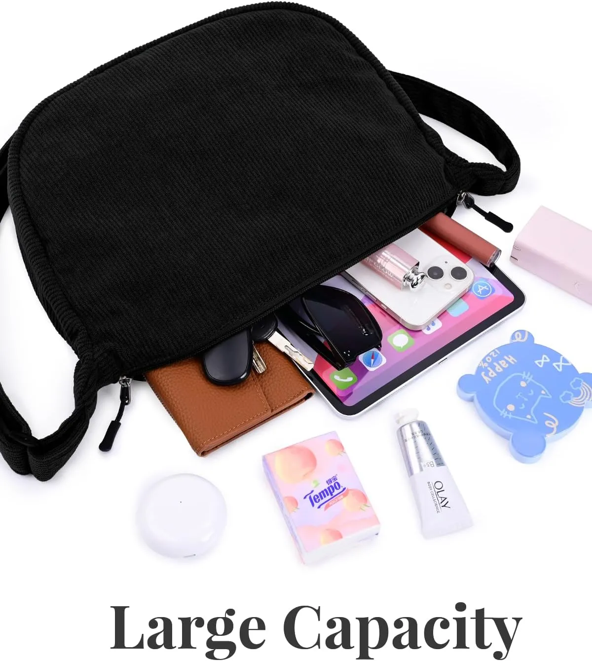 Small Sling Crossbody Bag for Women Men Trendy, Mini Crescent Bag with Adjustable Strap, 2 Zippers Lightweight Nylon Bag