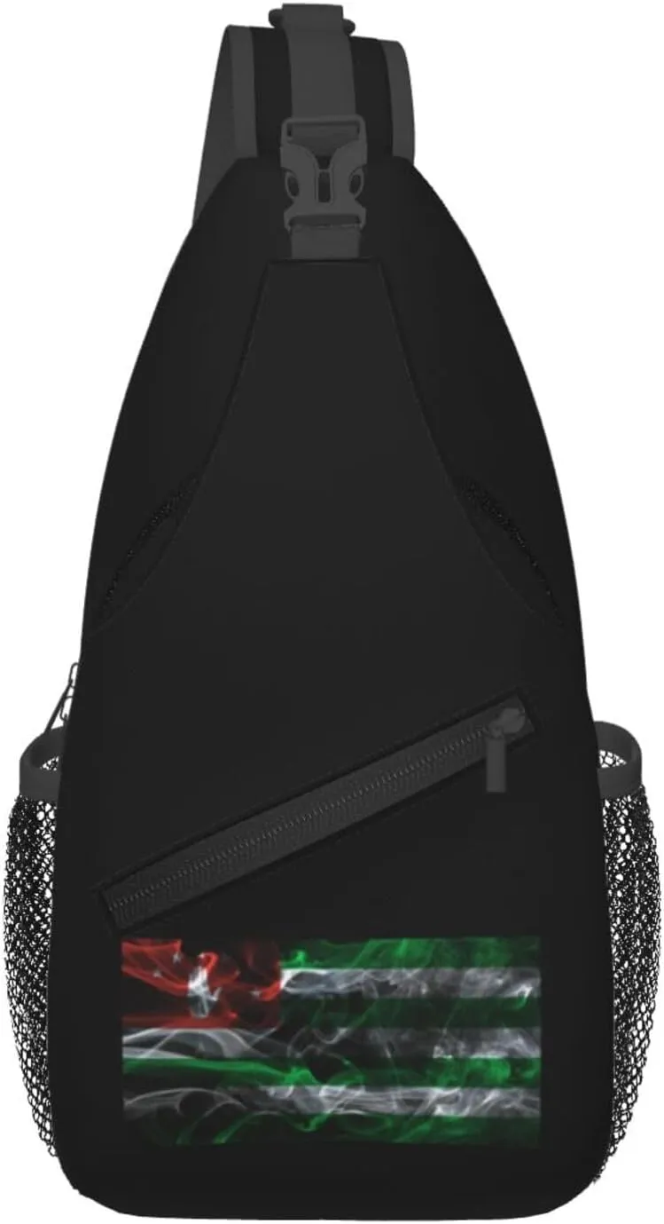 Smoke Style Flag Of The Republic Of Abkhazia Crossbody Bags For Women Men Chest Backpack Gym Shoulder Bag Travel Outdoor Sports Casual Crossbody Bags