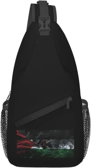 Smoke Style Flag Of The Sahrawi Arab Democratic Republic Crossbody Bags For Women Men Chest Backpack Gym Shoulder Bag Travel Outdoor Sports Casual Crossbody Bags