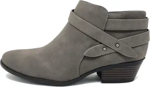 Soda SWEETEN Women's Fashion Closed Toe Multi Strap Ankle Bootie Block Heel (Wide Fit Available)