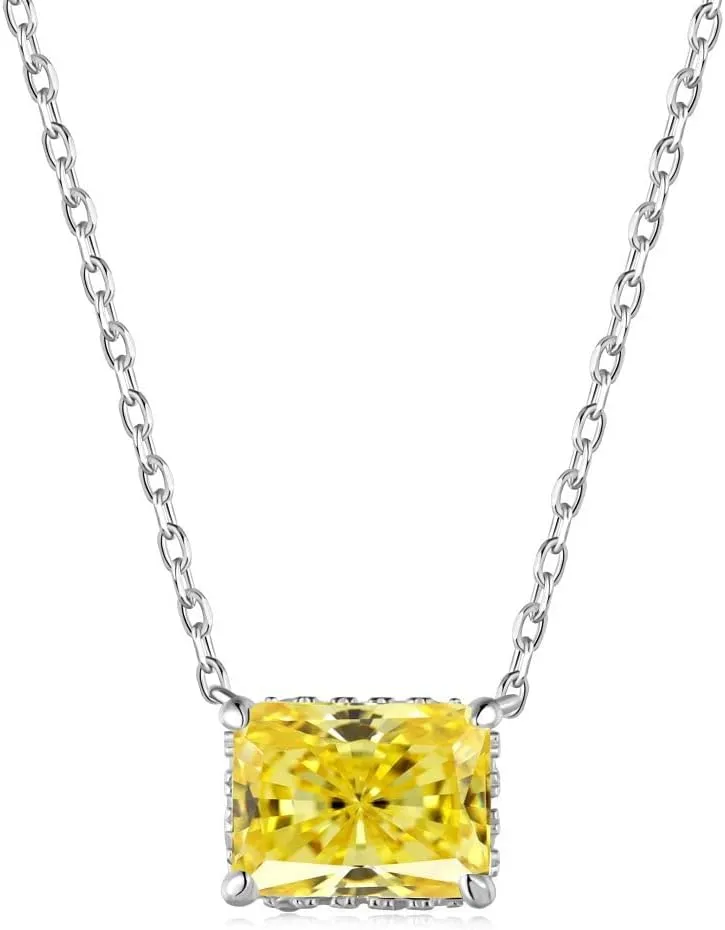 Solid 925 Jewelry ice Cut Emerald sapphite Simulated moissanite Diamond Chain Necklaces Anniversary Jewelry