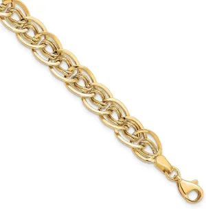Sonia Jewels Real 10K Yellow Gold Triple Link Flat Curb Cuban Bracelet - with Secure Lobster Lock Clasp 8"