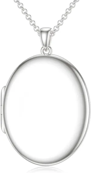 SOULMEET 10K 14K 18K Solid White Gold/Silver Minimalist Style/Infinity Sunflower Heart/Oval Locket Necklace That Holds 1 or 2 Pictures Personalized Photo Locket Necklace Letters Engraving