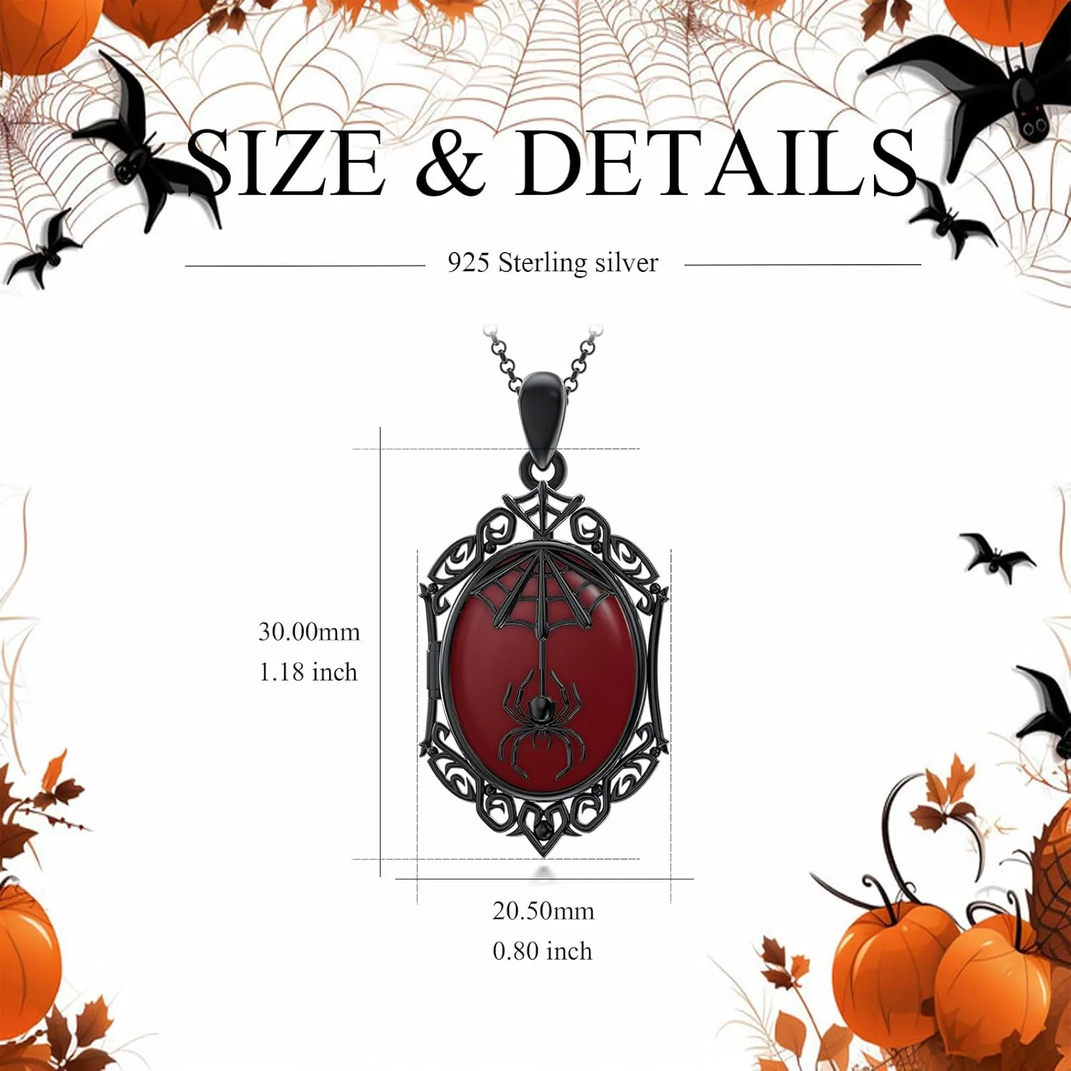 SOULMEET Gothic Halloween Oval Locket Necklace, Vintage Victoria Punk Heart Resin Necklace That Holds Pictures, Mystic Witch Halloween Costume Jewelry Gift for Women Men