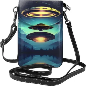 Spacecraft descend Leather crossbody flip phone bag, microfiber PU leather, suitable for daily use