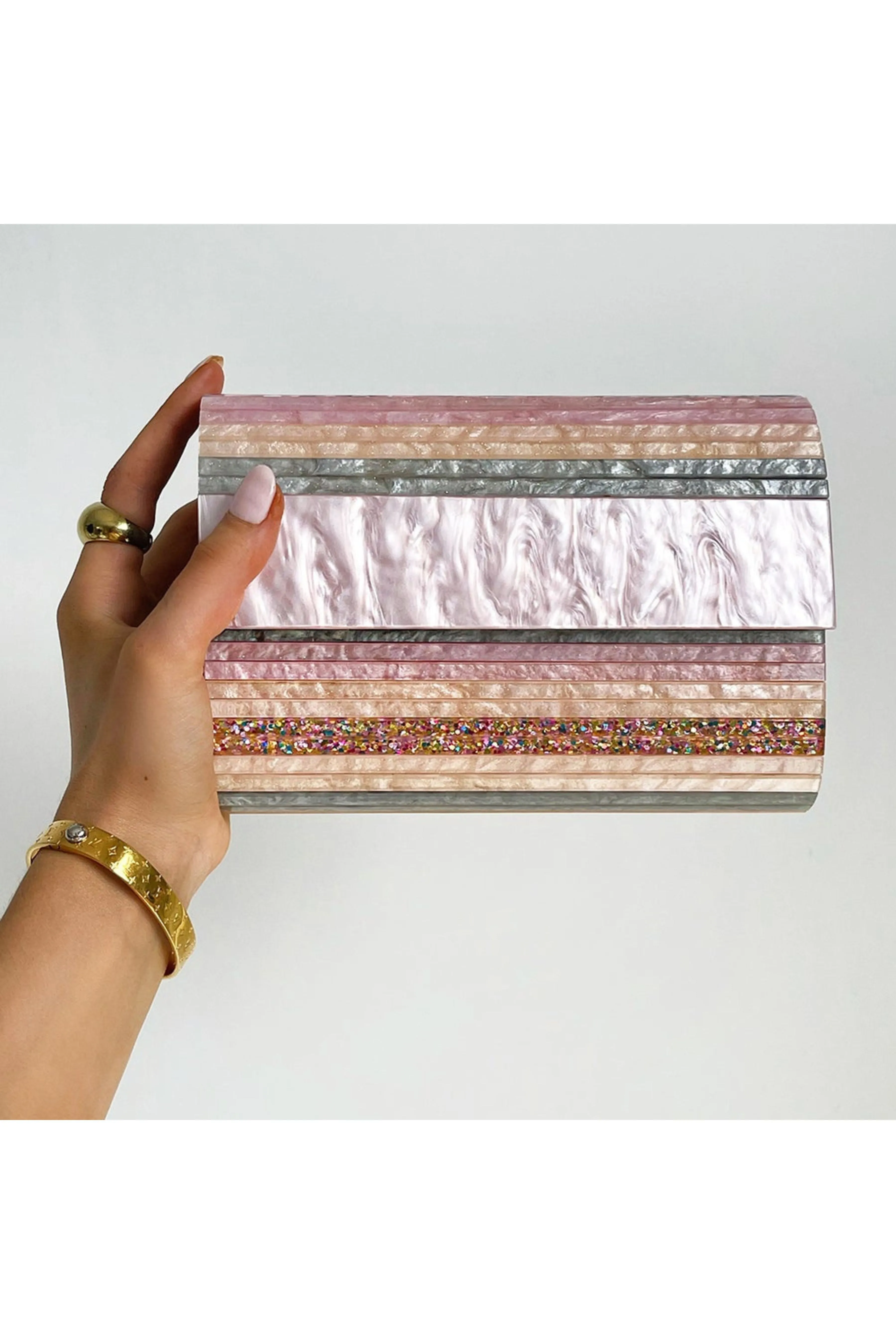Stacer Acrylic Foldover Clutch - Blush