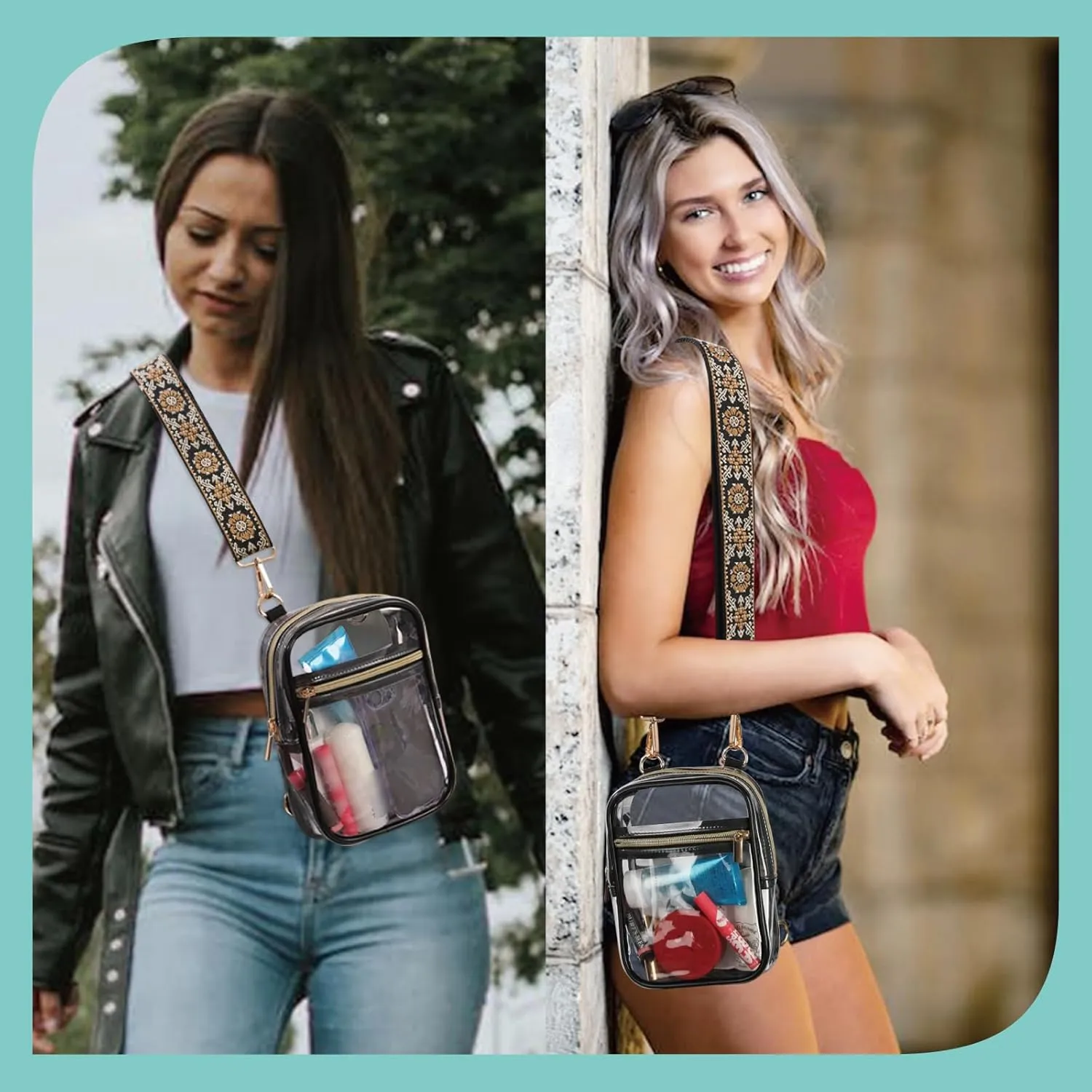 Stadium Approved Crossbody Purse for Women - Clear Stadium Bag for Sporting Events, Concerts