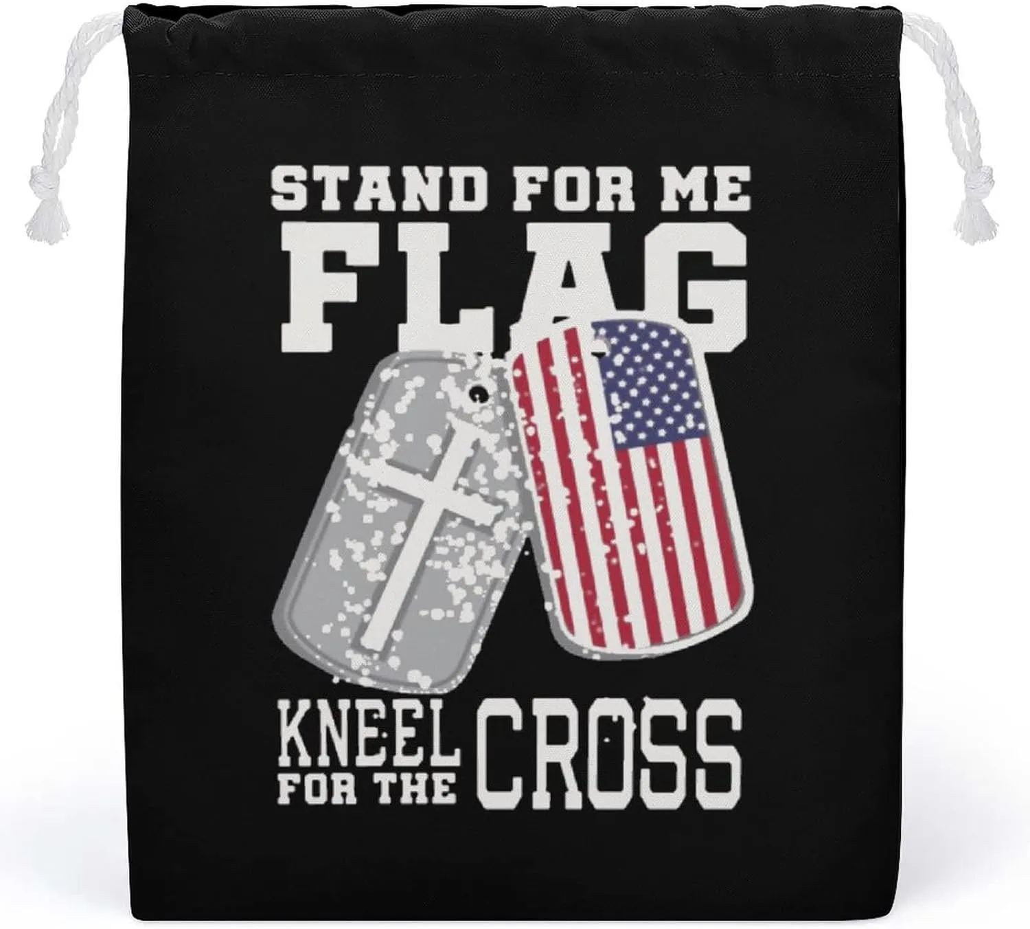 Stand for Me Kneel for Cross US Patriot Canvas Storage Bag Reusable Drawstring String Bag Pouch Bag Grocery Bag for Home Travel 20 * 25cm