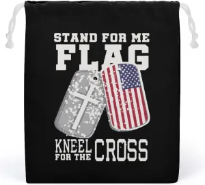 Stand for Me Kneel for Cross US Patriot Canvas Storage Bag Reusable Drawstring String Bag Pouch Bag Grocery Bag for Home Travel 20 * 25cm